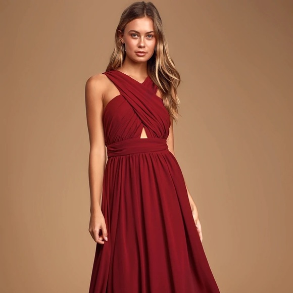 Lulus Dresses & Skirts - Lulus Burgundy Halter Maxi Dress